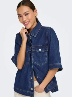 Online ONLBELLE Denim-skjorte Dame Double Denim|Skjorter