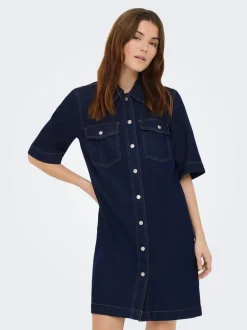 New ONLBELLE Kort kjole Dame Kjoler|Double Denim