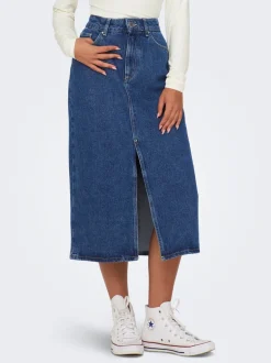 ONLBIANCA Denim Denim-nederdel Midinederdel Dame Nederdele|Denimnederdele