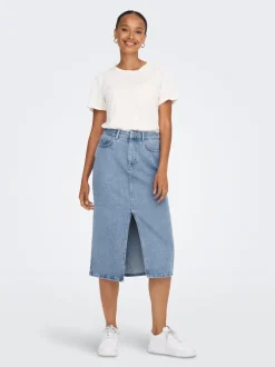 Sale ONLBIANCA Denim Denim-nederdel Midinederdel Dame Nederdele|Denimnederdele