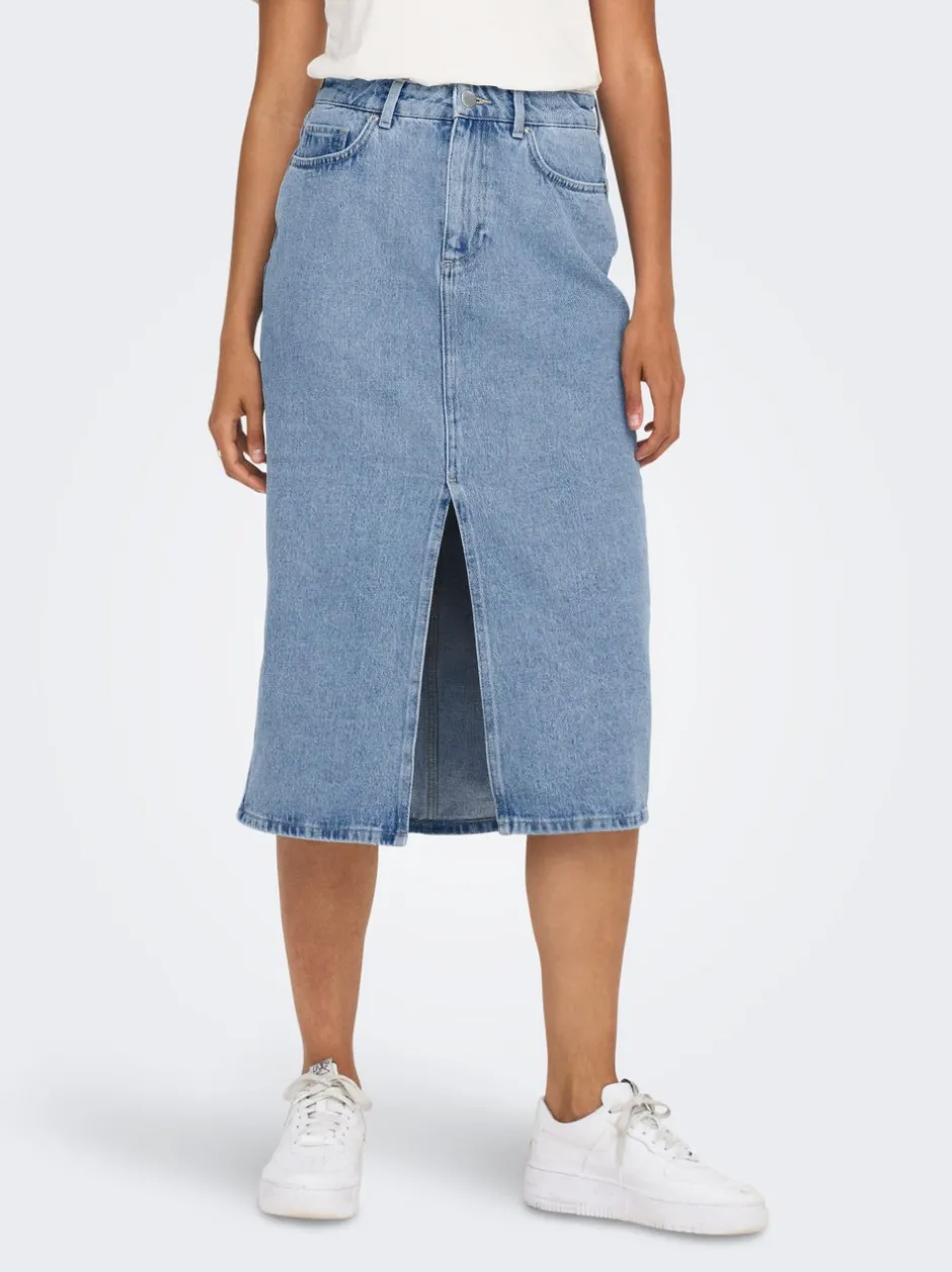 Sale ONLBIANCA Denim Denim-nederdel Midinederdel Dame Nederdele|Denimnederdele