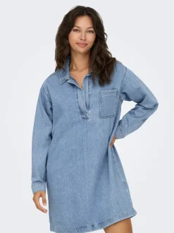 New ONLBIRDIE Kort kjole Dame Kjoler|Double Denim