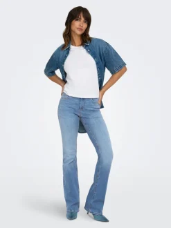 Clearance ONLBLUSH Mellemhøj talje Flared fit Jeans Dame Jeans|Jeans