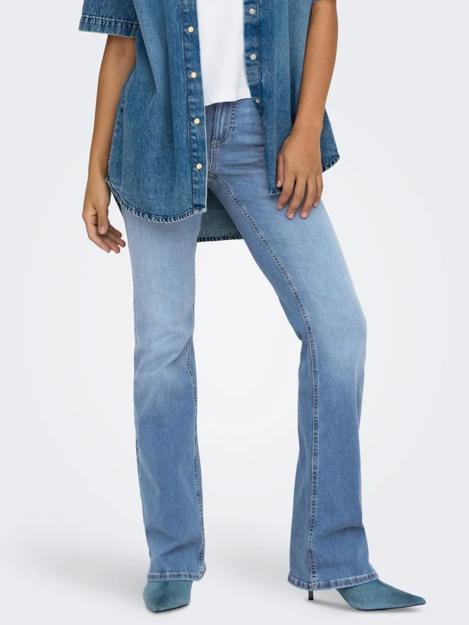 Clearance ONLBLUSH Mellemhøj talje Flared fit Jeans Dame Jeans|Jeans