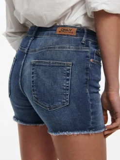 Outlet ONLBLUSH Mellemhøj talje Regular fit Denim-shorts Dame Shorts|Double Denim