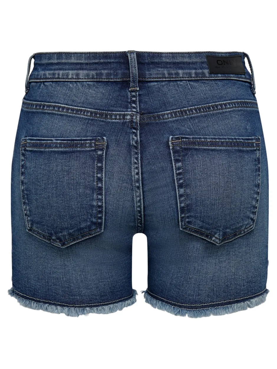 Outlet ONLBLUSH Mellemhøj talje Regular fit Denim-shorts Dame Shorts|Double Denim