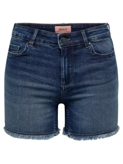 Outlet ONLBLUSH Mellemhøj talje Regular fit Denim-shorts Dame Shorts|Double Denim