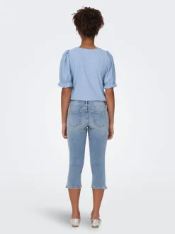 Discount ONLBLUSH Mellemhøj talje Skinny fit Denim-shorts Dame Shorts|Double Denim