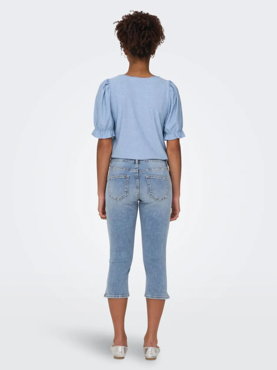 Discount ONLBLUSH Mellemhøj talje Skinny fit Denim-shorts Dame Shorts|Double Denim