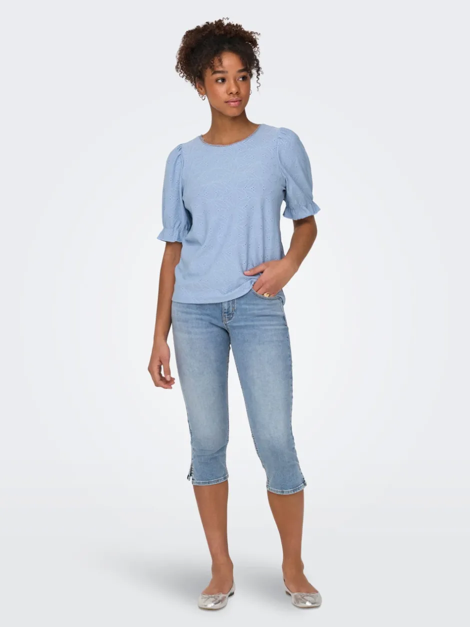 Discount ONLBLUSH Mellemhøj talje Skinny fit Denim-shorts Dame Shorts|Double Denim