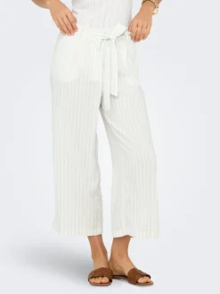 Online ONLCARO Cropped fit Hør Bukser i wide fit Dame Bukser