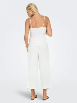 Online ONLCARO Cropped fit Hør Bukser i wide fit Dame Bukser
