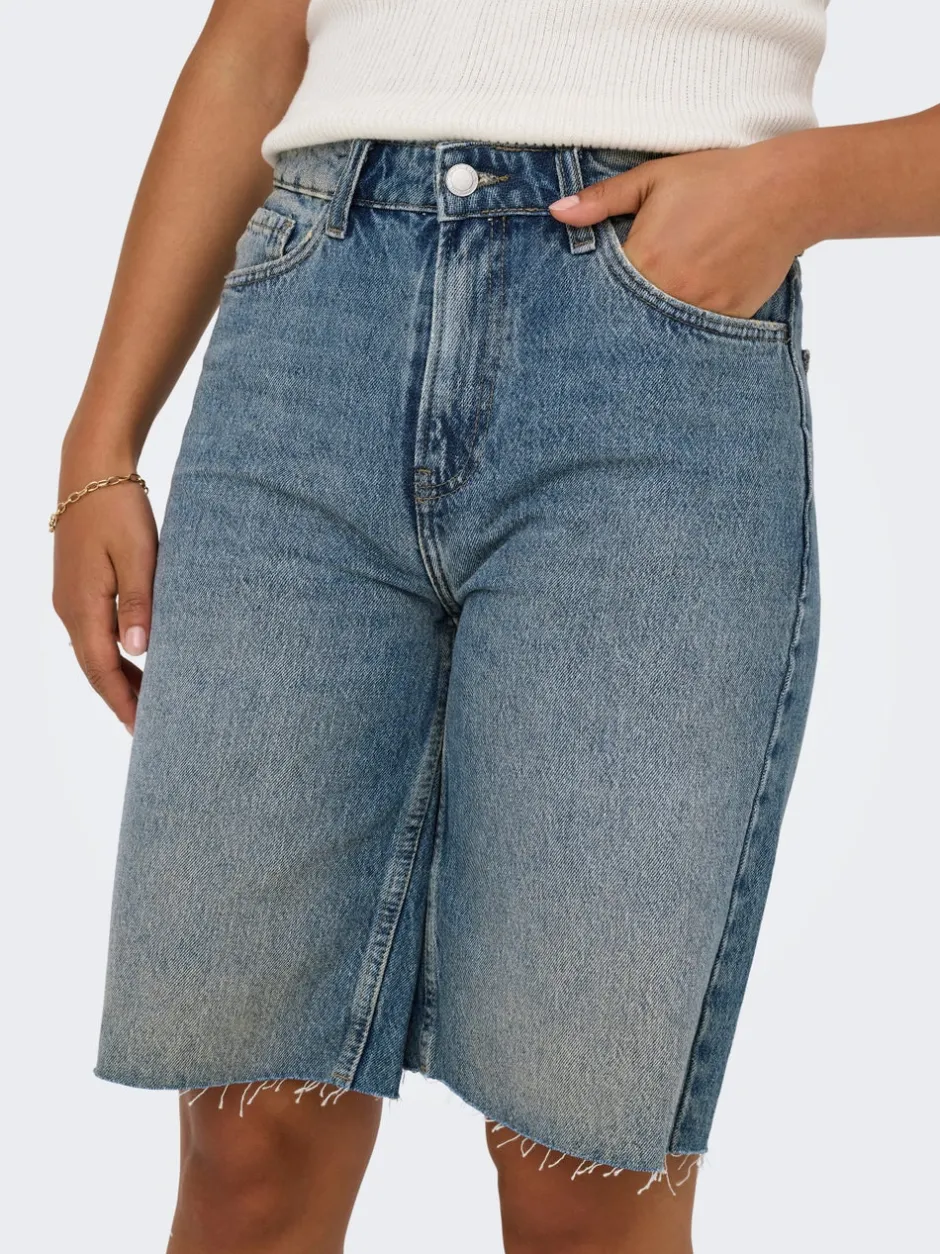 Hot ONLCARO Høj talje Loose fit Denim-shorts Dame Shorts|Double Denim