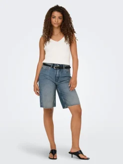 Hot ONLCARO Høj talje Loose fit Denim-shorts Dame Shorts|Double Denim