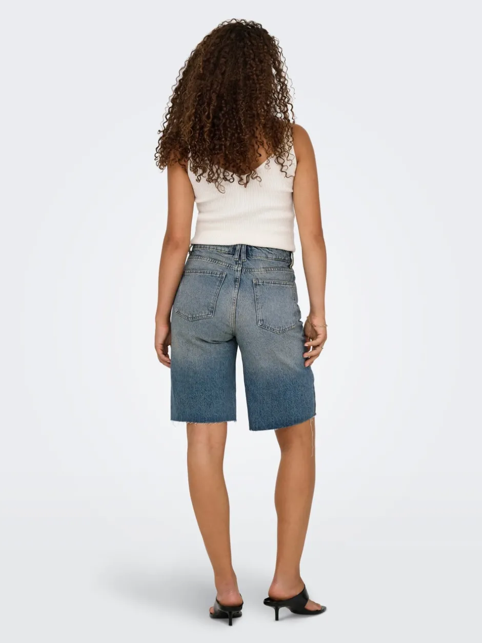 Hot ONLCARO Høj talje Loose fit Denim-shorts Dame Shorts|Double Denim