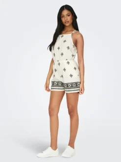 Discount ONLCARO Hør Playsuit Dame Jumpsuits|Shorts