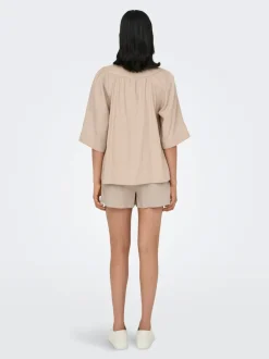 Online ONLCARO Hør T-shirt Dame Toppe