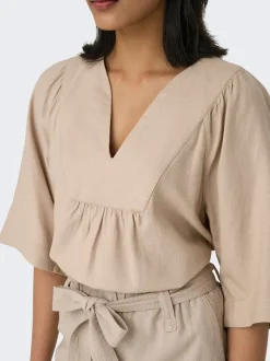 Online ONLCARO Hør T-shirt Dame Toppe