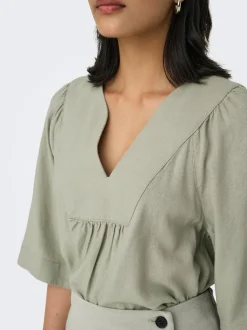 Clearance ONLCARO Hør T-shirt Dame Toppe