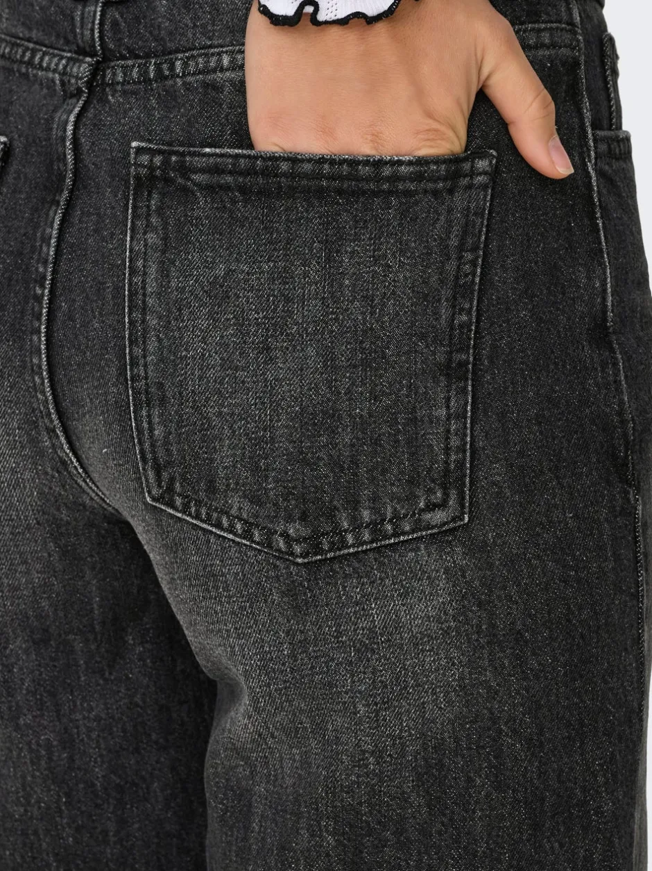 Outlet ONLCARO Mellemhøj talje Loose fit Denim-shorts Dame Shorts|Double Denim