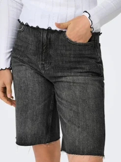 Outlet ONLCARO Mellemhøj talje Loose fit Denim-shorts Dame Shorts|Double Denim
