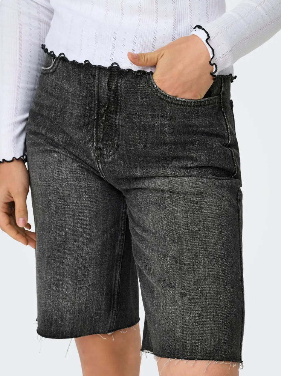 Outlet ONLCARO Mellemhøj talje Loose fit Denim-shorts Dame Shorts|Double Denim