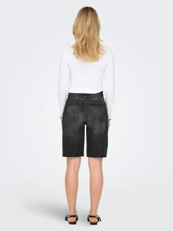 Outlet ONLCARO Mellemhøj talje Loose fit Denim-shorts Dame Shorts|Double Denim