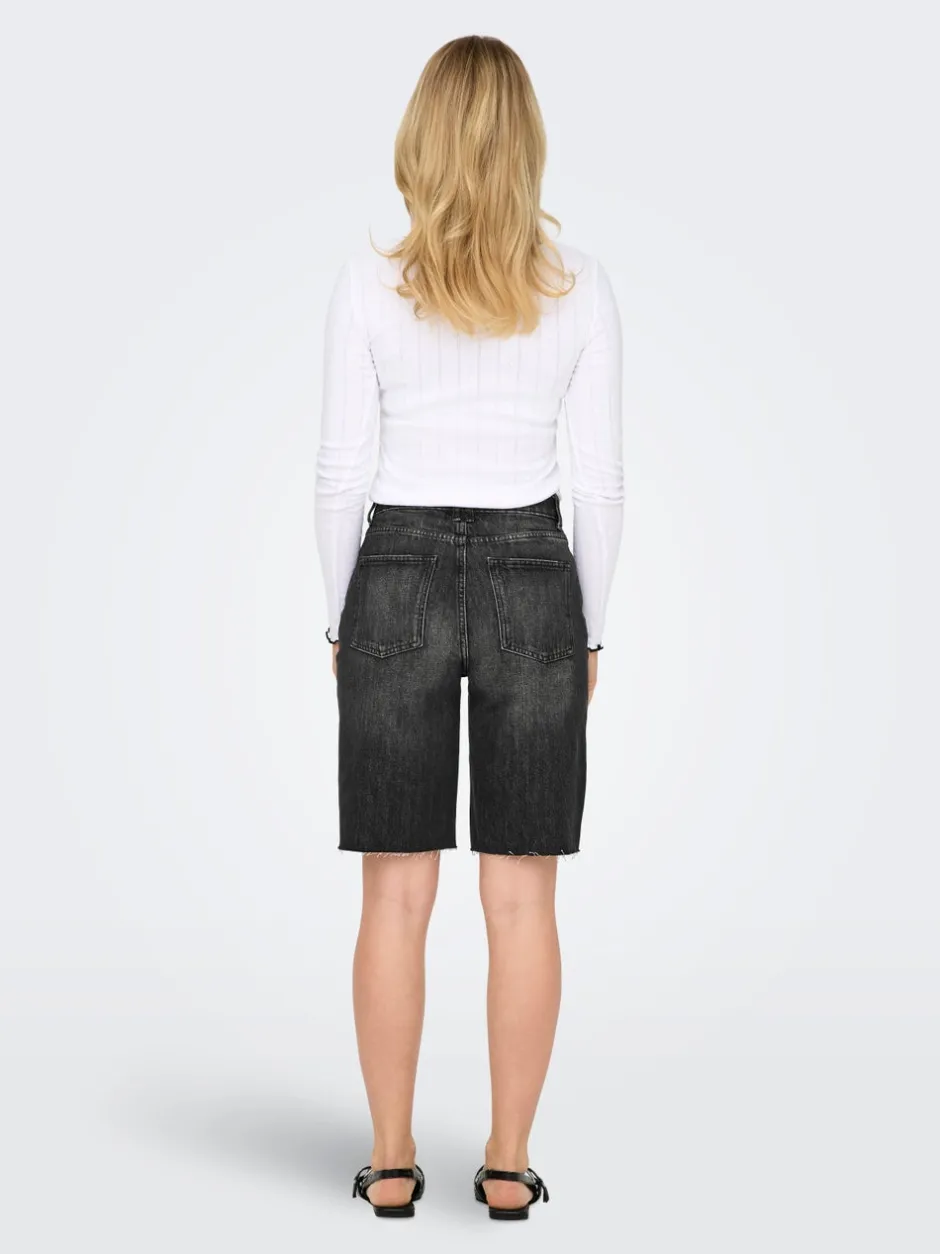 Outlet ONLCARO Mellemhøj talje Loose fit Denim-shorts Dame Shorts|Double Denim