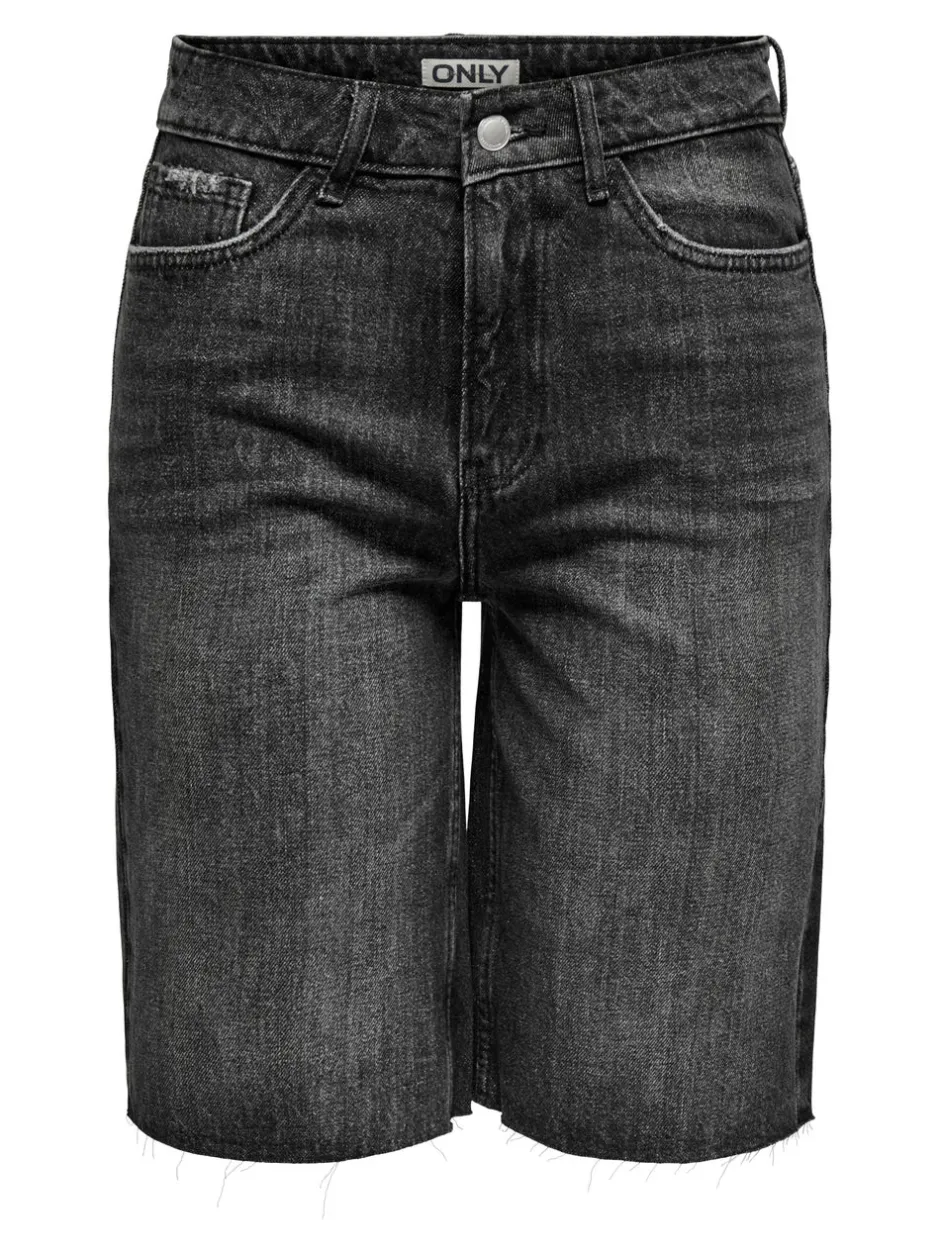 Outlet ONLCARO Mellemhøj talje Loose fit Denim-shorts Dame Shorts|Double Denim