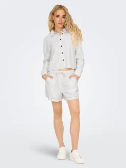 New ONLCARO Mellemhøj talje Regular fit Hør Shorts Dame Shorts