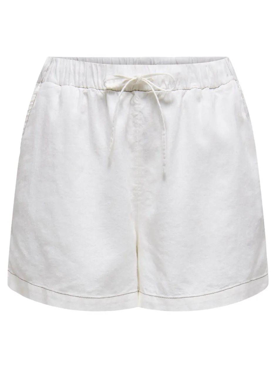 New ONLCARO Mellemhøj talje Regular fit Hør Shorts Dame Shorts