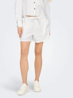 New ONLCARO Mellemhøj talje Regular fit Hør Shorts Dame Shorts