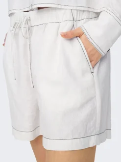 New ONLCARO Mellemhøj talje Regular fit Hør Shorts Dame Shorts