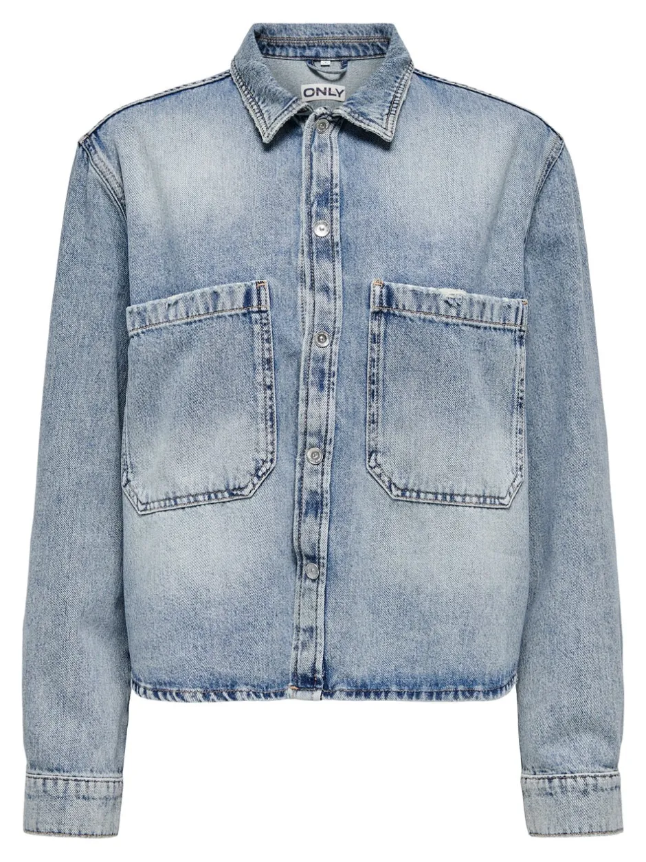 Sale ONLCASSIE Denim-skjorte Dame Double Denim|Skjorter