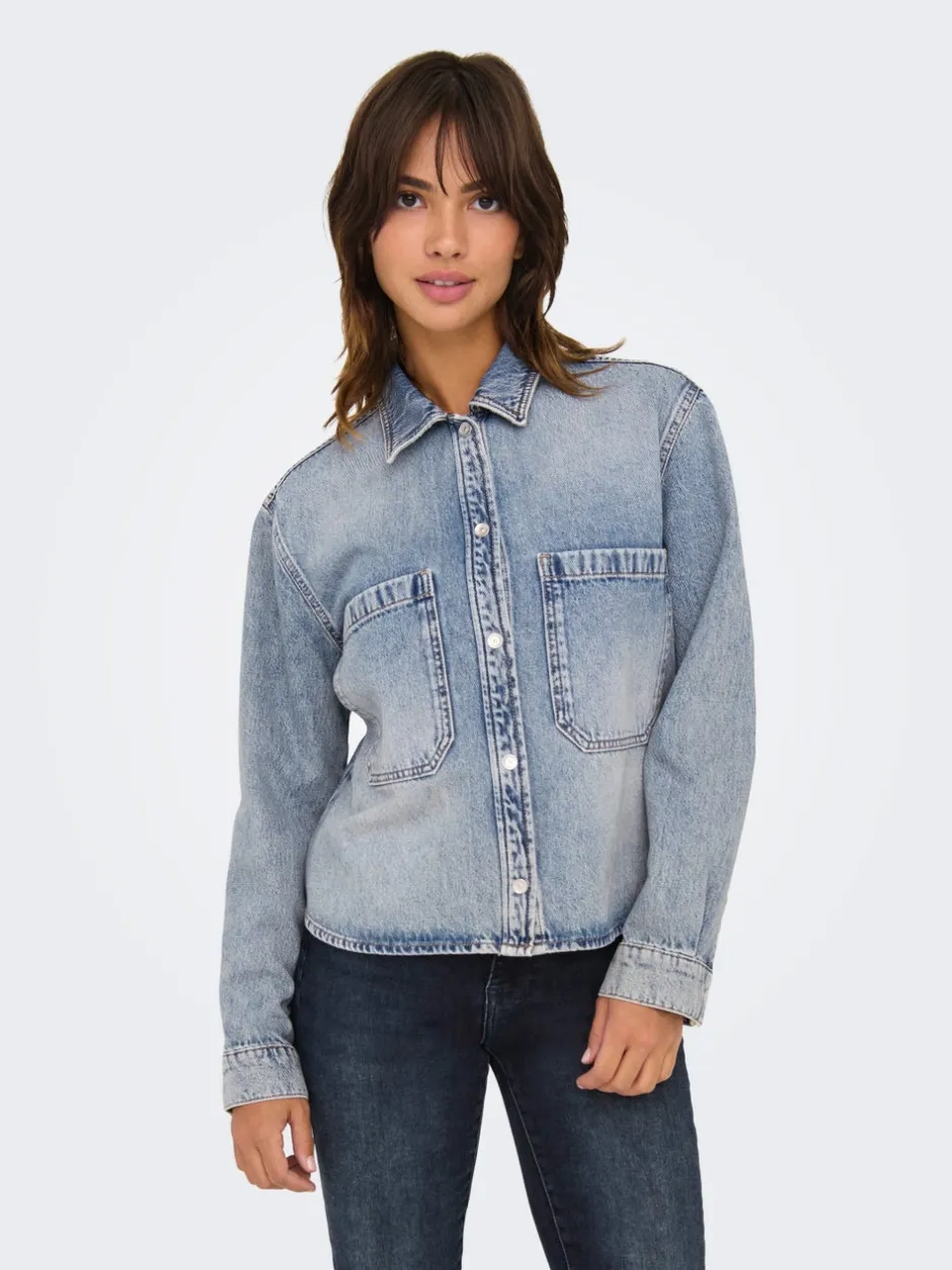 Sale ONLCASSIE Denim-skjorte Dame Double Denim|Skjorter