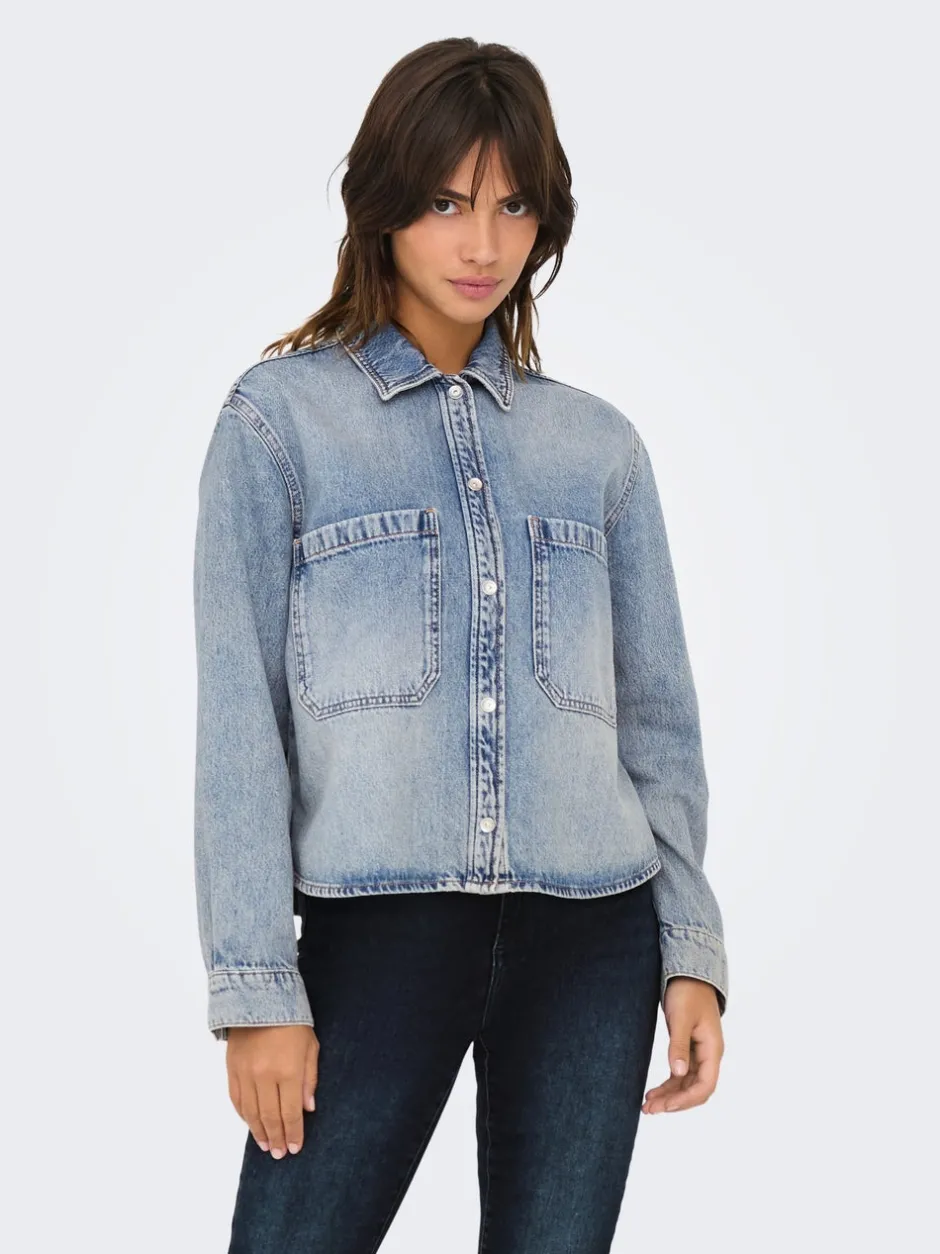 Sale ONLCASSIE Denim-skjorte Dame Double Denim|Skjorter