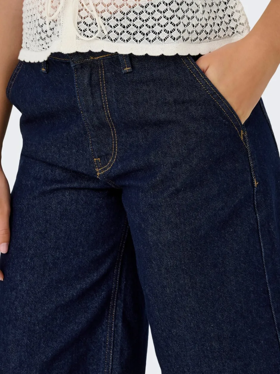 New ONLCLAIR Mellemhøj talje Baggy fit Bermuda Denim-shorts Dame Shorts|Double Denim