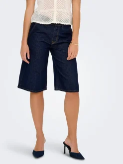 New ONLCLAIR Mellemhøj talje Baggy fit Bermuda Denim-shorts Dame Shorts|Double Denim