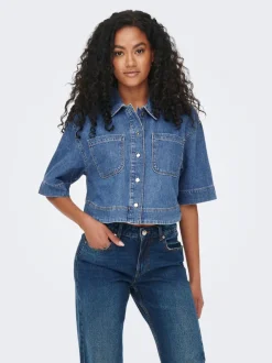 Sale ONLCLEO Denim-skjorte Dame Double Denim|Skjorter