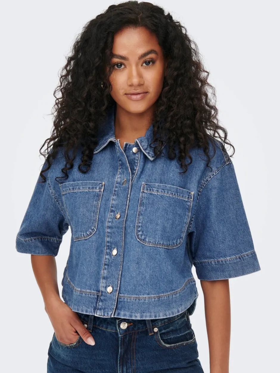 Sale ONLCLEO Denim-skjorte Dame Double Denim|Skjorter