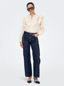 Sale ONLCOBAIN Mellemhøj talje Wide leg fit Jeans Dame Jeans|Jeans