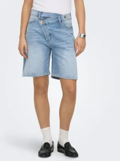 Online ONLCROSSOVER Mellemhøj talje Regular fit Denim-shorts Dame Shorts|Double Denim