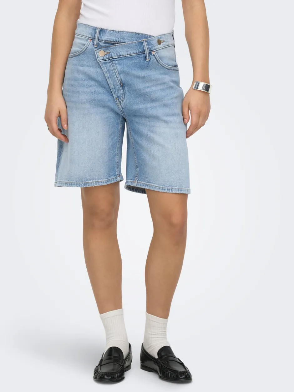 Online ONLCROSSOVER Mellemhøj talje Regular fit Denim-shorts Dame Shorts|Double Denim