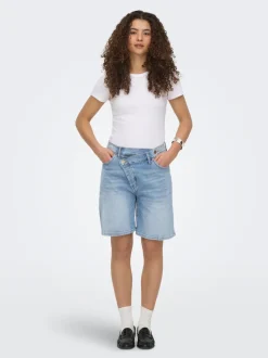 Online ONLCROSSOVER Mellemhøj talje Regular fit Denim-shorts Dame Shorts|Double Denim
