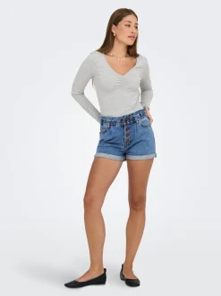 Hot ONLCUBA Høj talje Relaxed fit Denim-shorts Dame Shorts|Double Denim
