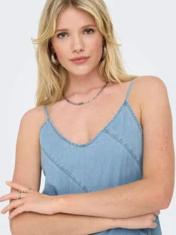 New ONLDIA Lang kjole Dame Kjoler|Double Denim