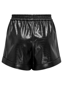 Hot ONLDITTE Oversized fit Shorts i imiteret læder Dame Shorts