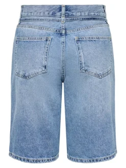 Outlet ONLELLA Mellemhøj talje Regular fit Denim-shorts Dame Double Denim|Shorts