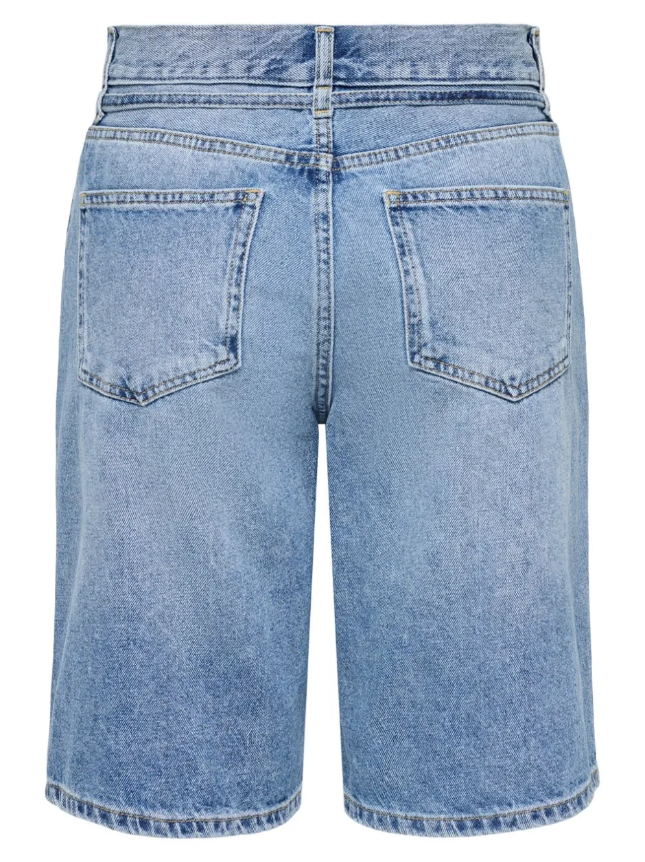 Outlet ONLELLA Mellemhøj talje Regular fit Denim-shorts Dame Double Denim|Shorts