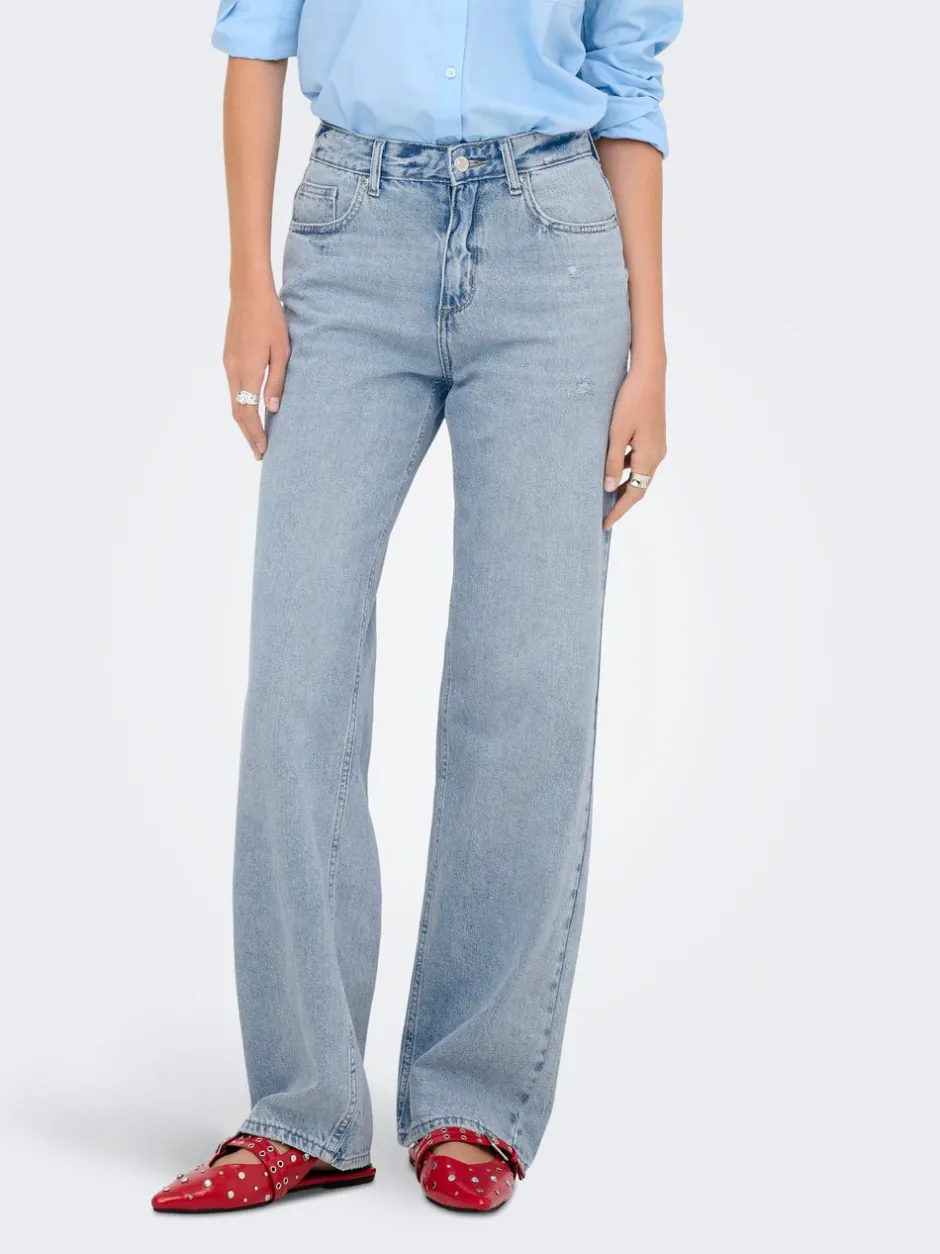 Online ONLELLA Mellemhøj talje Straight fit Jeans Dame Jeans|Jeans